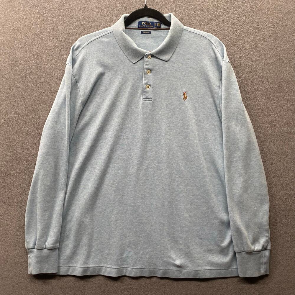 Polo Ralph Lauren Logo Embroidered Cotton Piqué Polo Shirt Mens XL Blue Preppy